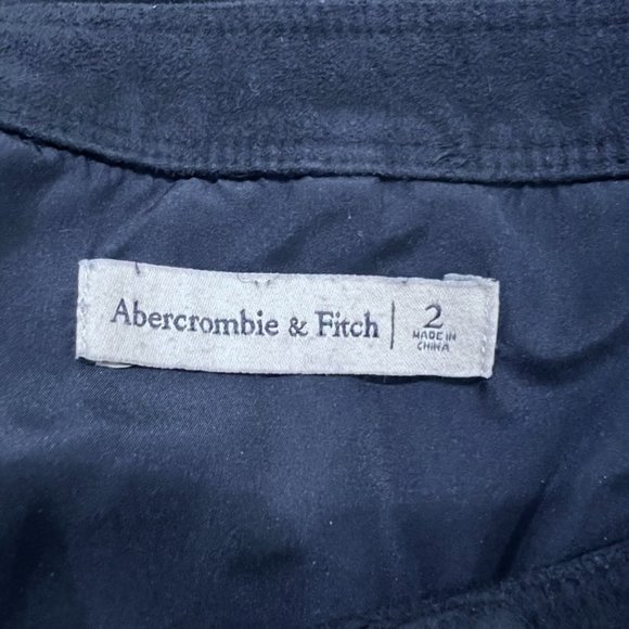 Abercrombie & Fitch Metal Button Faux Suede Navy Blue Skirt - Picture 3 of 5